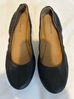 Lucky Brand Black Leather Ballet Flats 7.5